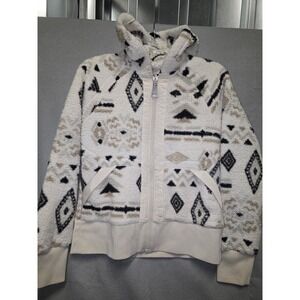 The North Face Womens Sherpa Full Zip Hoodie Aztec Print Size S Petite